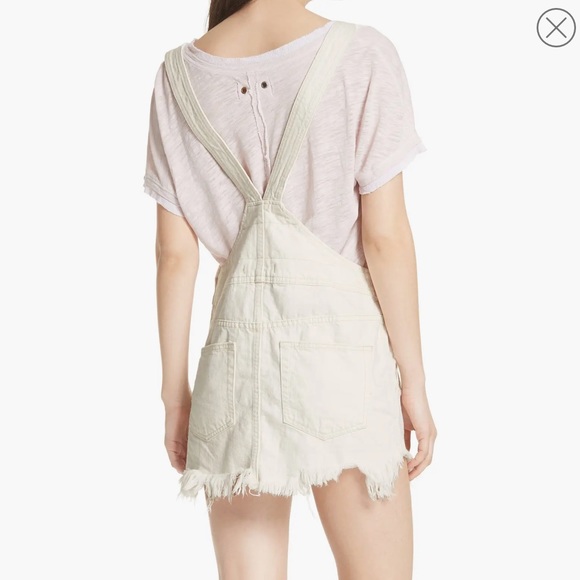 Free people torn up distressed denim jumper in white - Picture 2 of 9